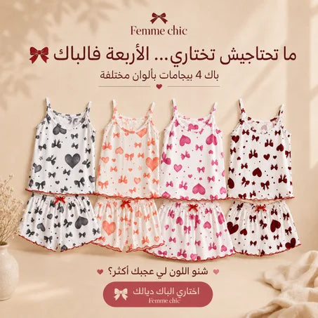 أربع بيجامات بأربعة ألوان لإطلالة منزلية متجددة